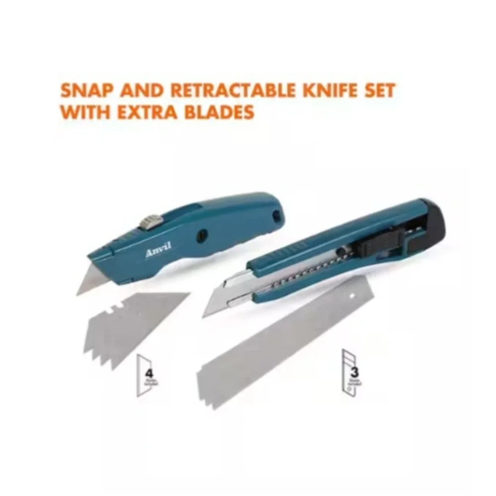 Anvil Snap and Retractable Utility Knife Set with Extra Blades